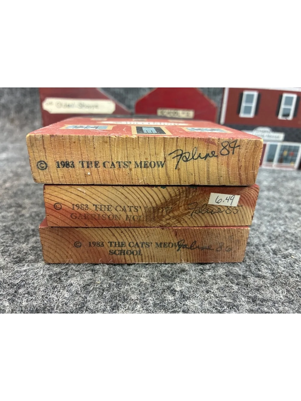 Vintage The Cats' Meow Wooden Village Set - 6 Collectible Buildings 1980s